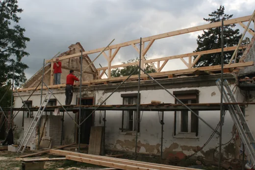 Montage einer Dachkonstruktion